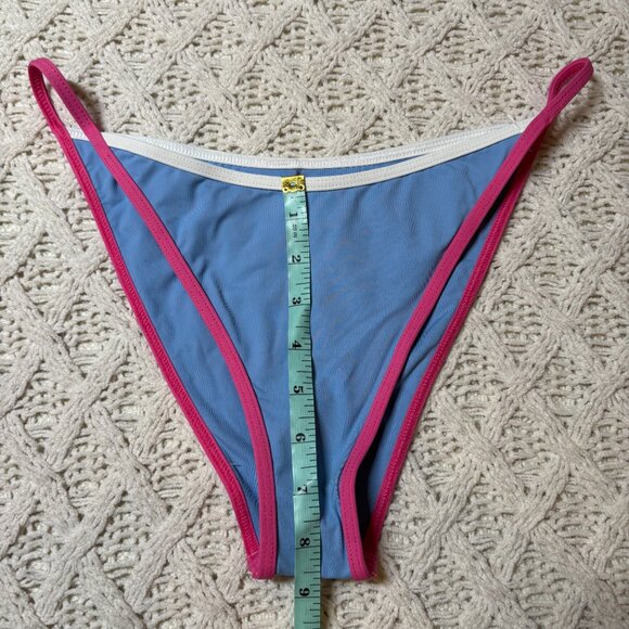 L*Space Bitsy Cut‎ Bikini Bottom Blue with Pink & White Trim – Women’s XL NWOT - Picture 4 of 6